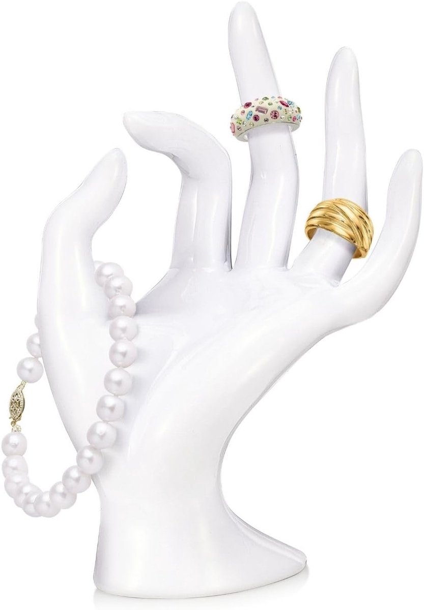 SnelShoppen - Hand Sieraden Houder voor Armband, Horloge, Ring - Vrouwelijk Mannequin Arm Model Stand Display, Wit Polyresin, Modern en Elegant