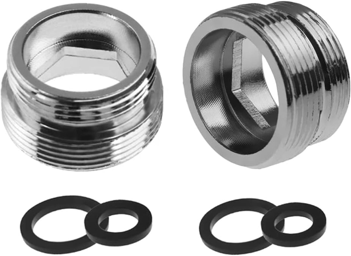 2pcs Metal Faucet Adapter, 22mm Male Thread 16mm Male Thread Brass Tap Aerator Connector For Bathroom Kitchen Water - ShopVlot