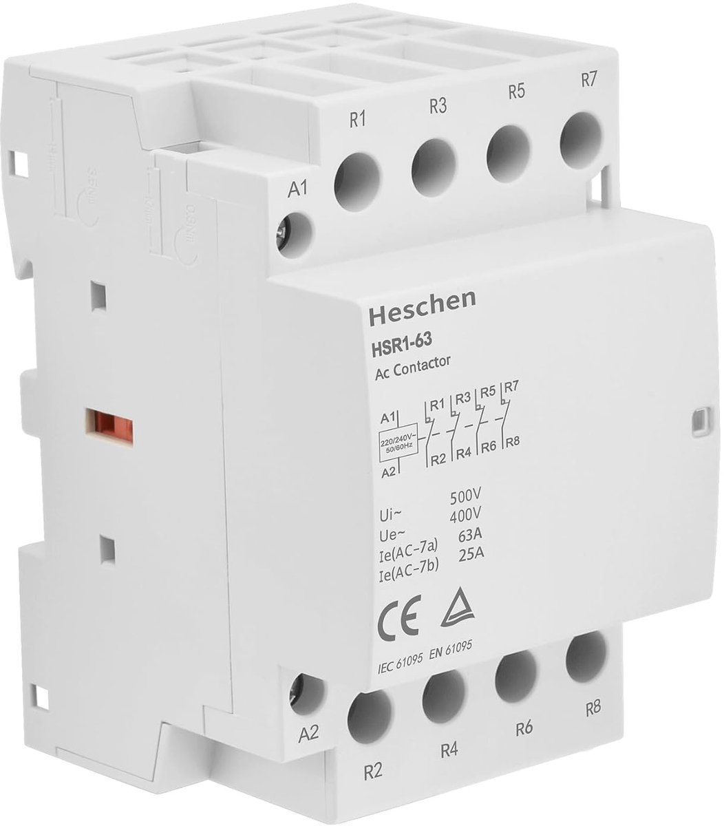 SnelShoppen - Huishoudelijke AC Schakelaar 4-polig 63A 220V/240V DIN Rail 35mm Normaal Gesloten