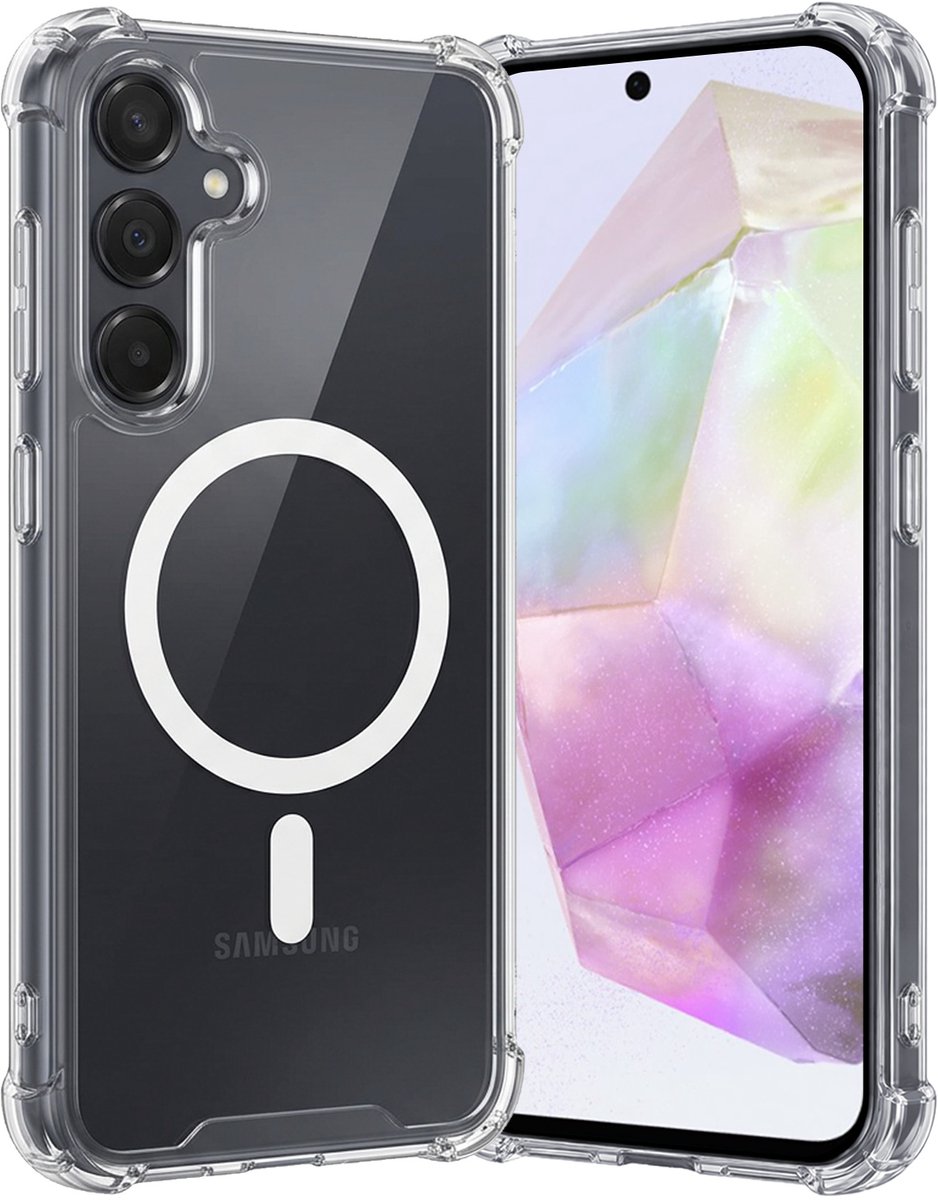 Hoes - Geschikt voor Samsung Galaxy A35 - Magsafe Compatible - Sterk & Shockproof - Back Cover - Shock Proof Case - Telefoon Hoesje Shockproof - Transparant