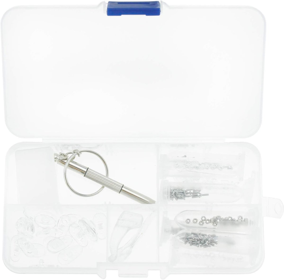 SnelShoppen - Glassen Reparatie Set - Diverse Moeren, Neuspads en Gereedschap - Compact en Draagbaar - Voor Zonnebrillen en Brillen - Ideaal voor Thui