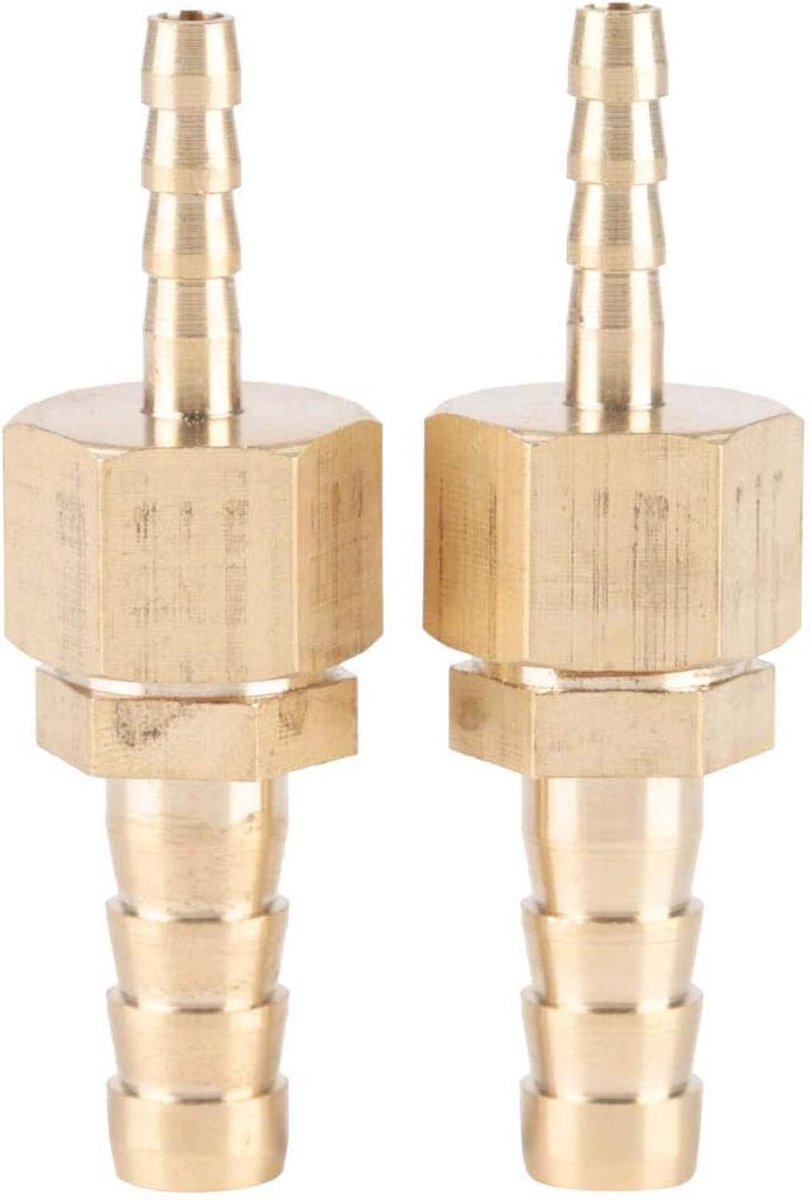 SnelShoppen - 2x Messing Barb Fitting 4-8mm Slangadapter Reducer voor Water, Gas, Olie, Luchtgereedschap - Duurzaam en Betrouwbaar