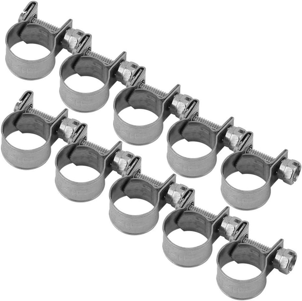 SnelShoppen - 10 Stuks RVS Slangklemmen 11-13mm, Roestvrij Staal, Brandstof Slang Klemmen, Waterdicht, Anticorrosie, Voor Tuin, Keuken en Auto