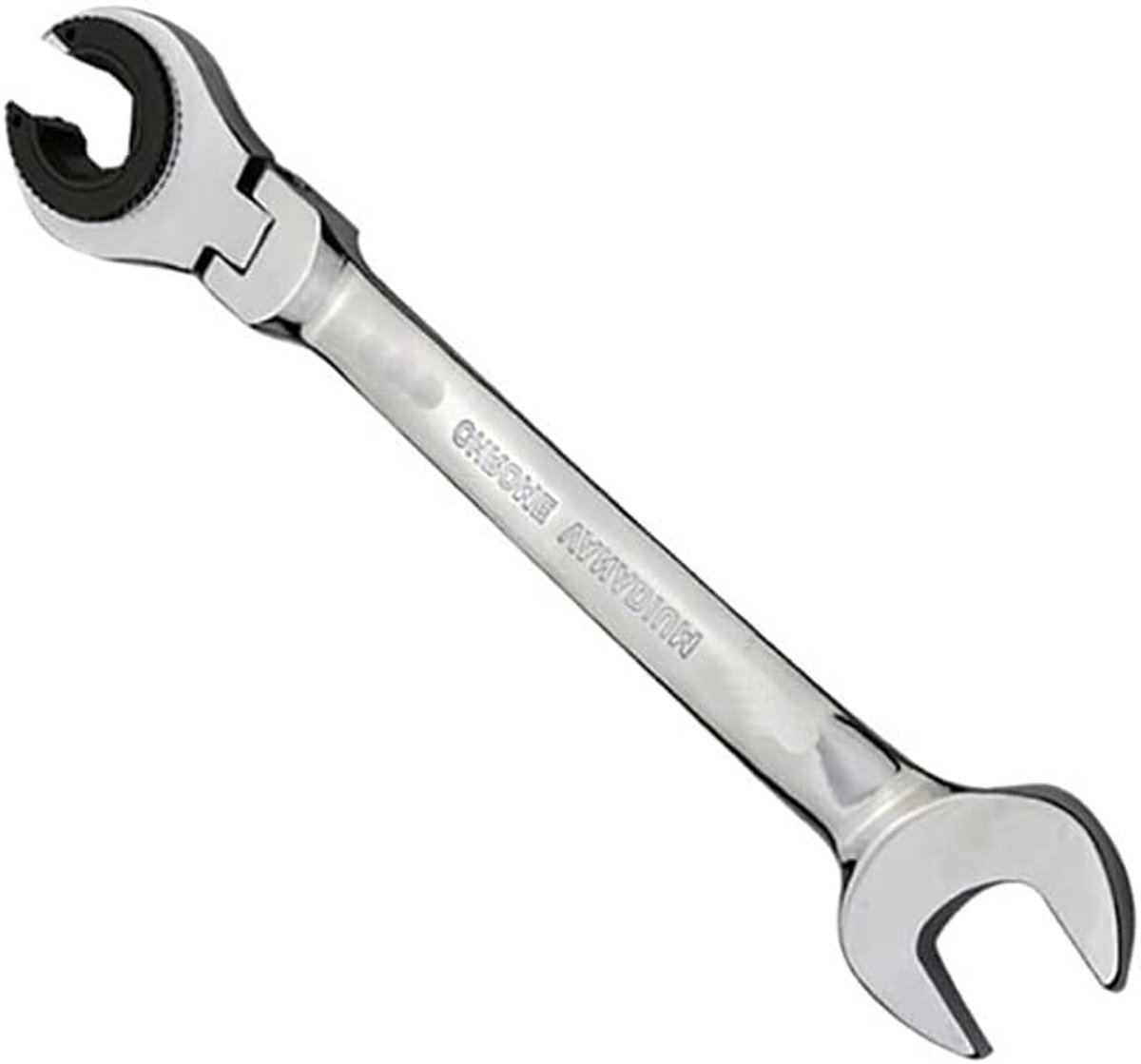 SnelShoppen - 19mm Flexibele Hoofd Pijp Ratelsleutel, Dubbele Open Einde, Spiegelschoon, Ratelsysteem, Slagmoersleutel, Chroom Vanadium Staal Pijp Sle