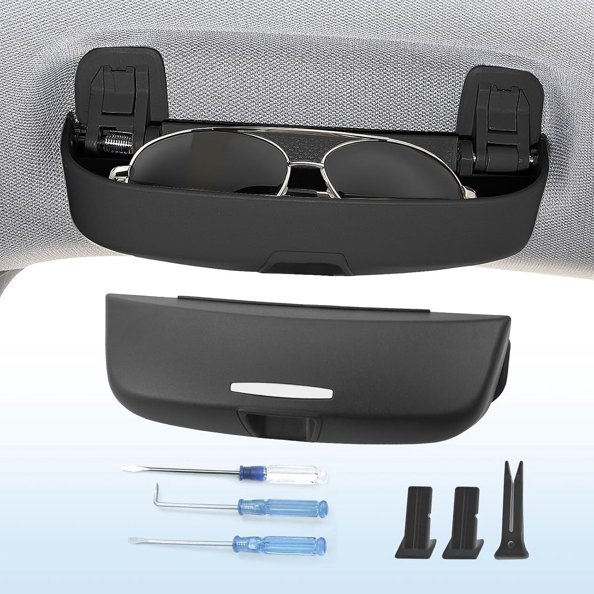 SnelShoppen - Auto Zonnebril Houder voor VW Golf 8 2020 2021 2022 2023 2024 - Universele Zonnebril Opbergdoos - Zwart - Ideaal voor Auto Accessoires