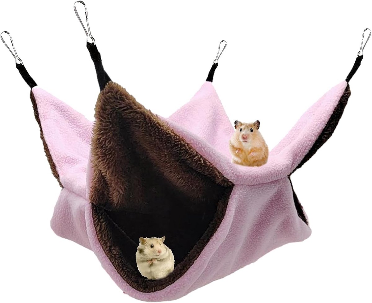 2 Stuks Hangmat voor Kleine Huisdieren, Dubbele Laag Schommelnest voor Hamsters, Fretten en Chinchilla's, Ideaal voor Kleine Dieren