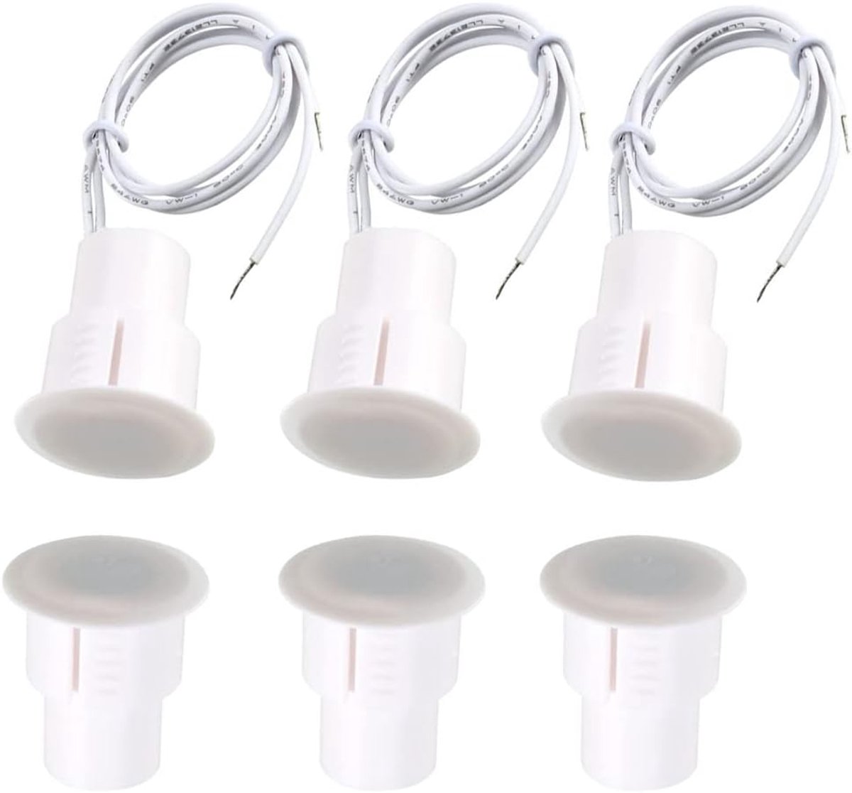SnelShoppen - 3 Sets Witte IJzeren Deursensor Alarm met Magneet voor Raam en Deur, Magnetische Reed Switch, Normaal Gesloten, 25mm x 19mm