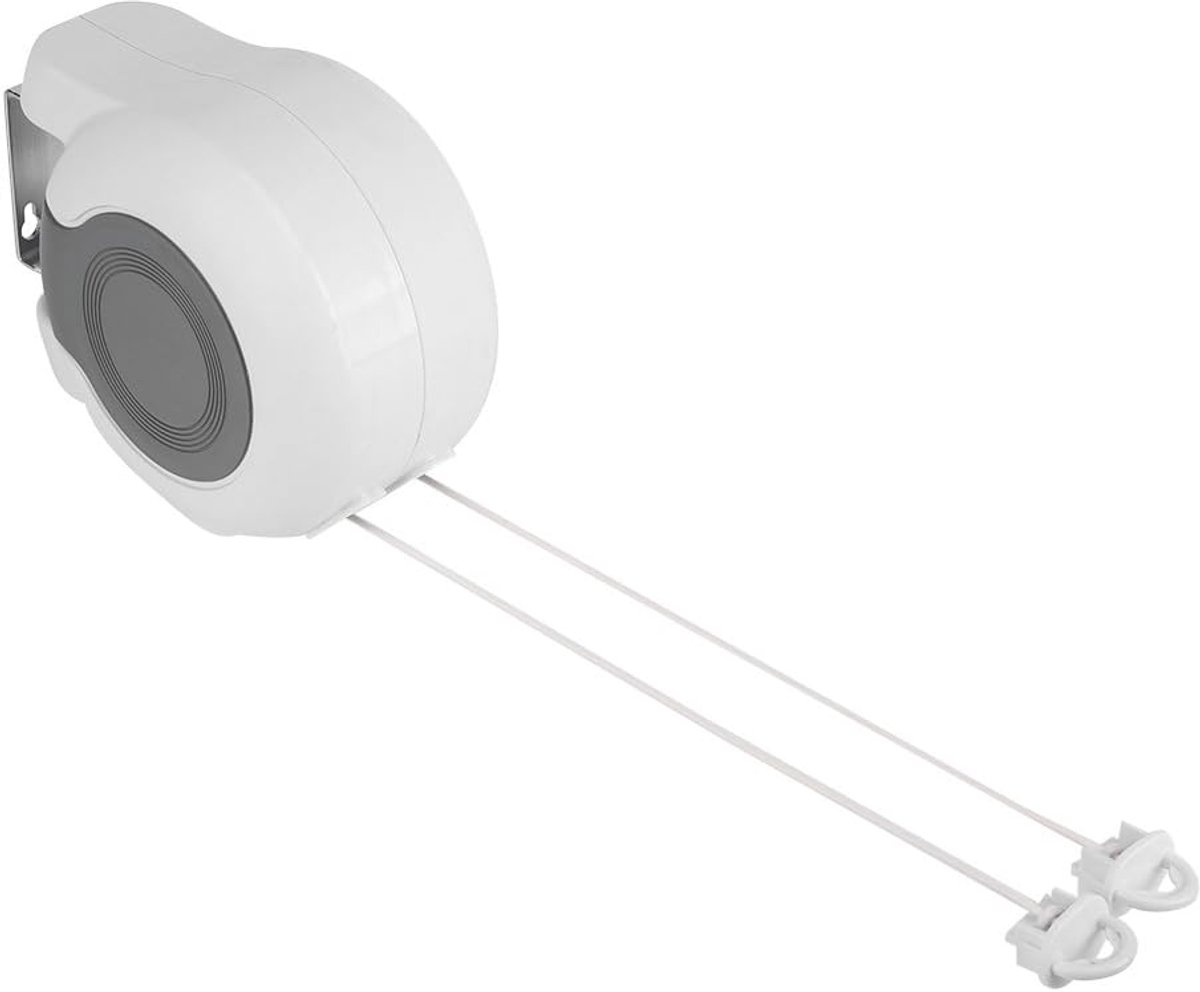 SnelShoppen - Retractable Waslijn Wandgemonteerd met 2 x Touw, Gemakkelijke Installatie, Ruimtebesparend voor Binnen en Buiten, Tuin, Patio, Utility R
