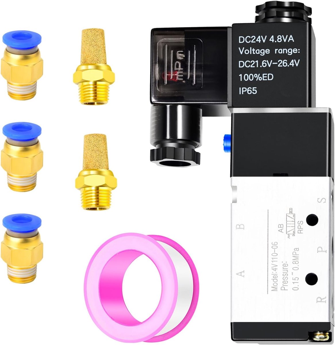 SnelShoppen - 12V DC 1/8" BSP Normaal Gesloten Elektrische Solenoidklep 3 Weg 2 Positie, Aluminium, Messing, RVS, Voor Tuin, Keuken, Industrieel Gebru