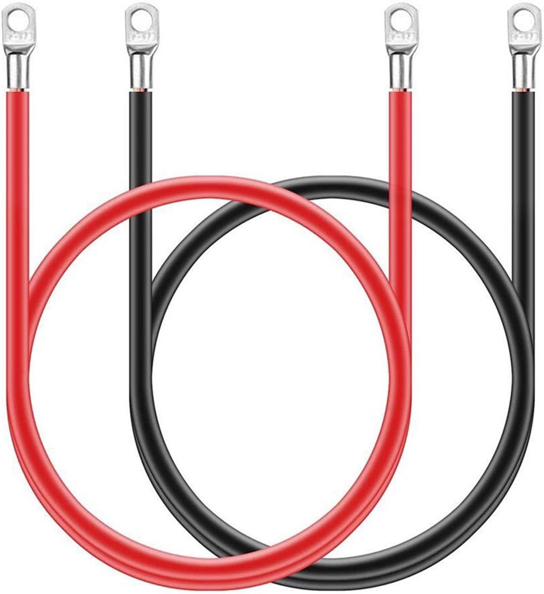 SnelShoppen - 2Pcs Accukabel, 12V/16mm² Koper Voedingskabel met M10 Ringklemmen voor Auto, Motor, Zonnepaneel en Aarde Kabel