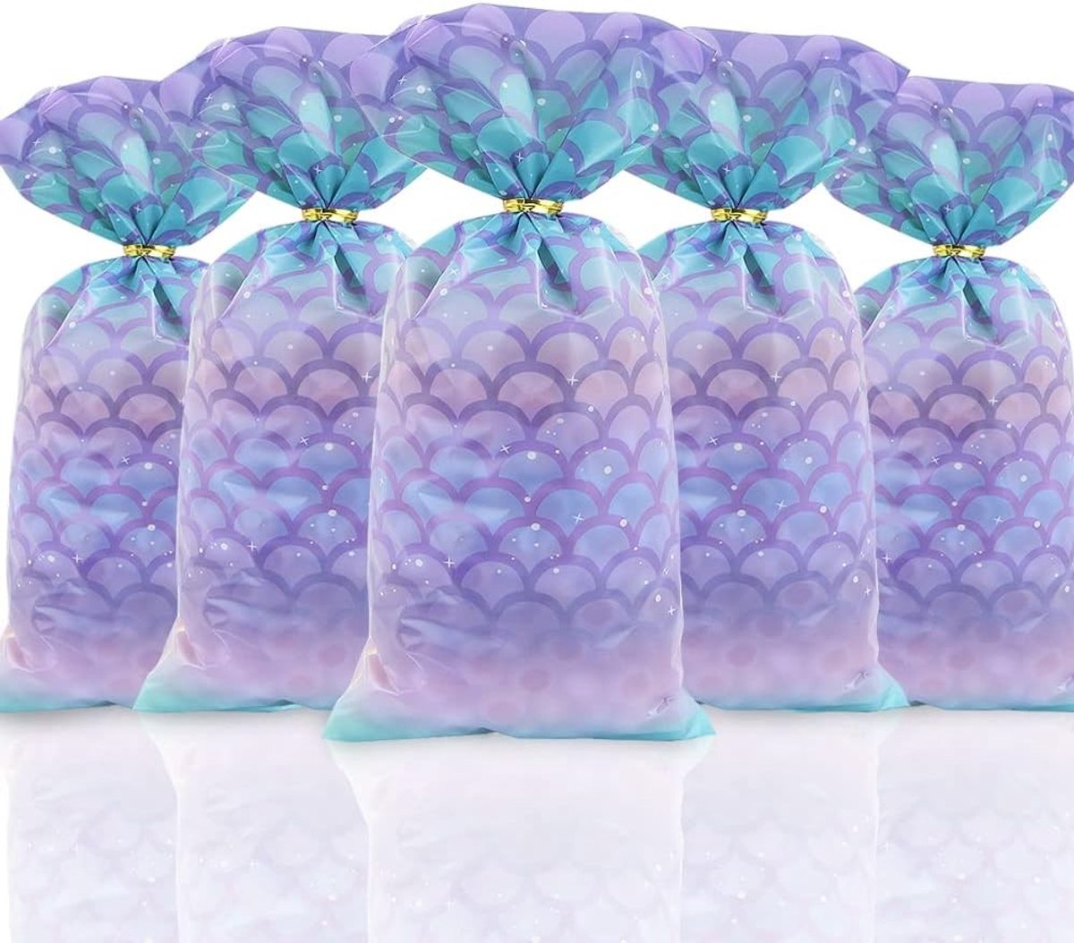 Mermaid Party Tassen - 100 Stuks DIY Zeemeermin Goodie Bags voor Snoep, Cookies en Snacks - Perfect voor Feestjes en Verjaardagen