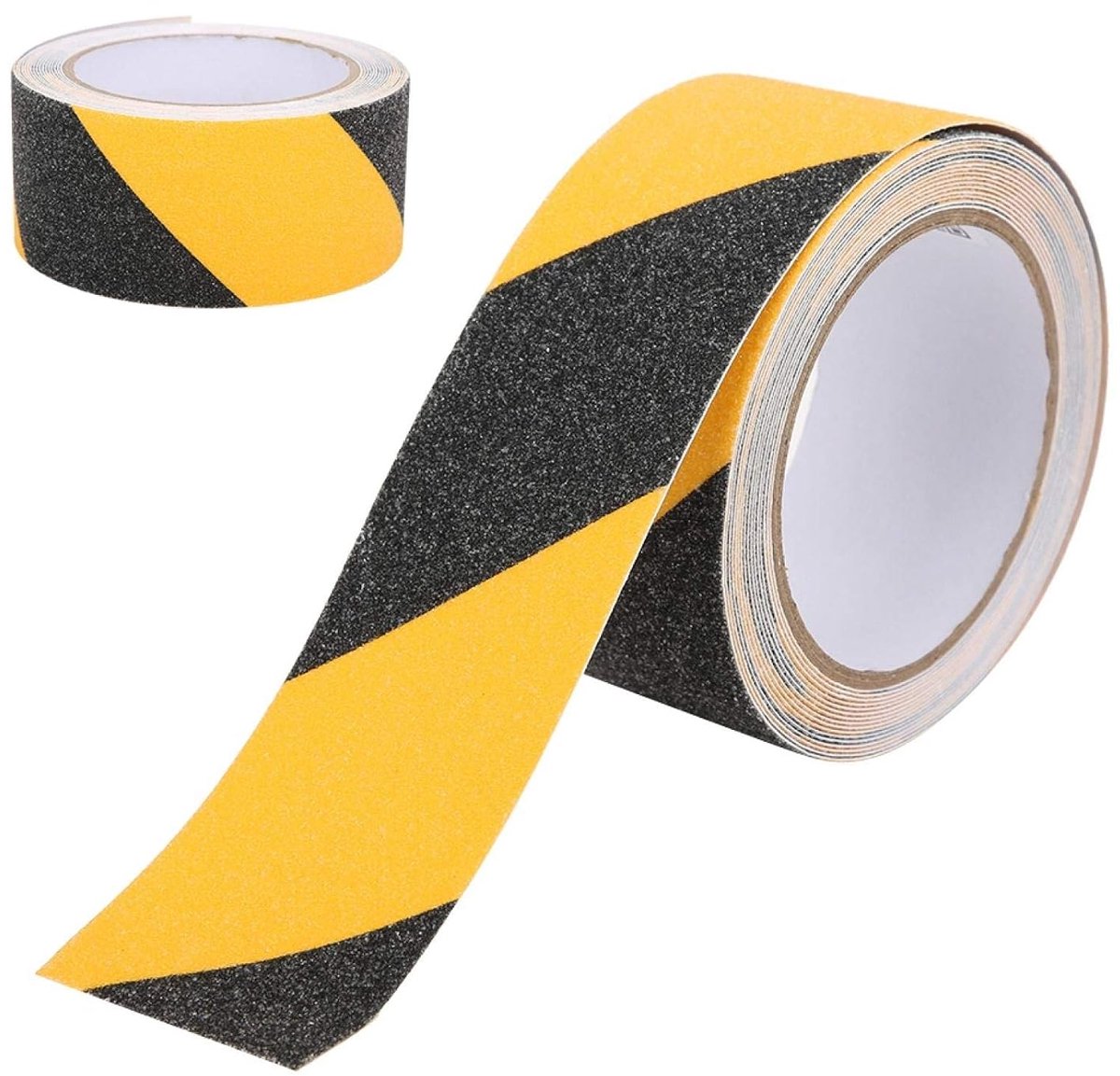 SnelShoppen - PVC Zwart-Geel Anti-Slip Tape 50mm x 5m - Waterproof Waarschuwingsband voor Binnen en Buiten, Ideaal voor Vloeren, Trappen en Werkplekke