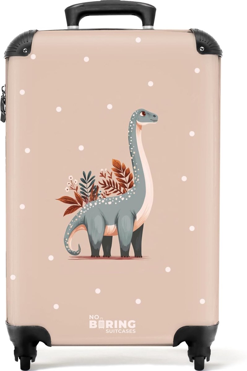 Kinderkoffer 55x35x20cm - Dino - Blauw - Lichtgewicht en wendbaar - ShopVlot