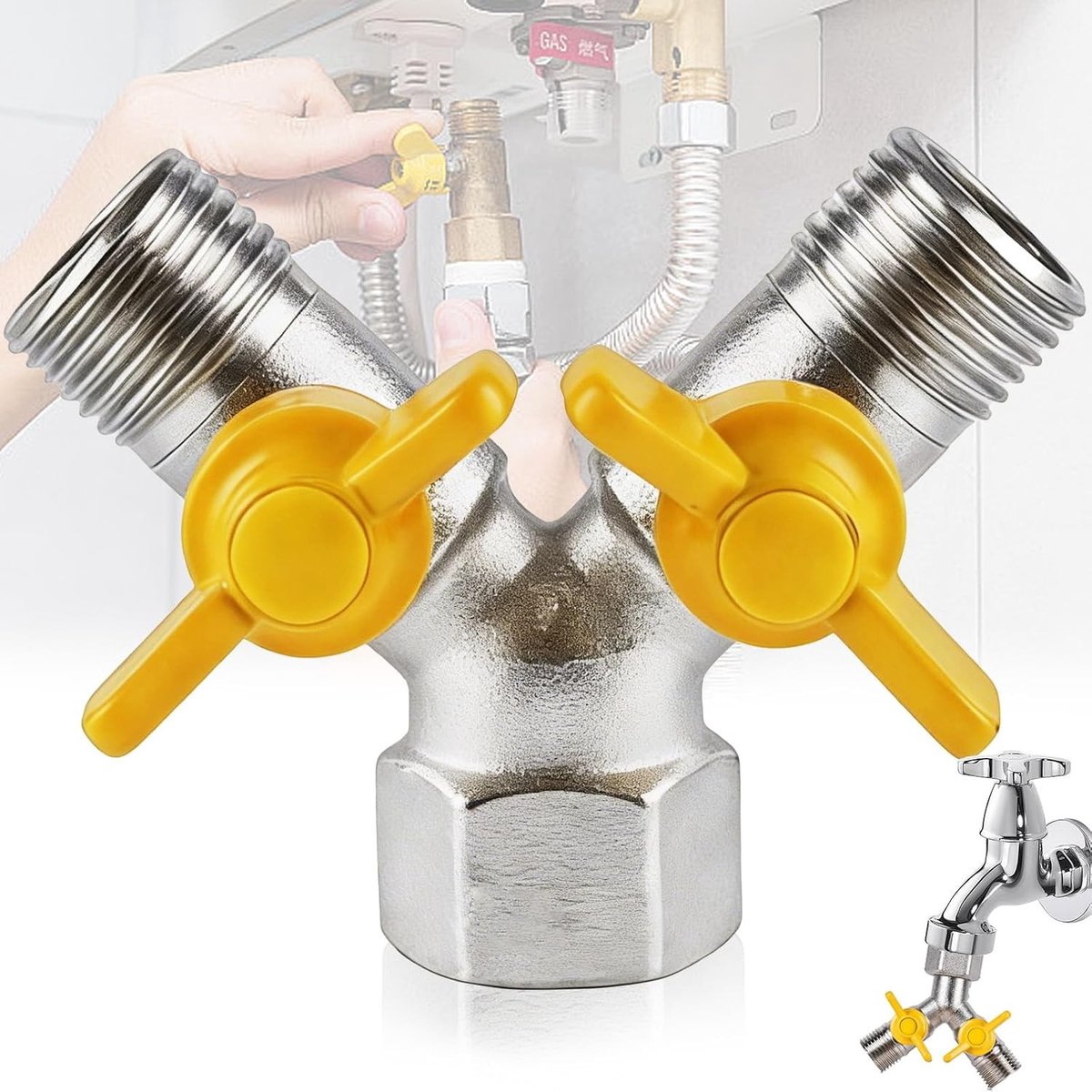 2-Weg Slangsplitter - Massief Messing - 1/2 Inch Binnendraad