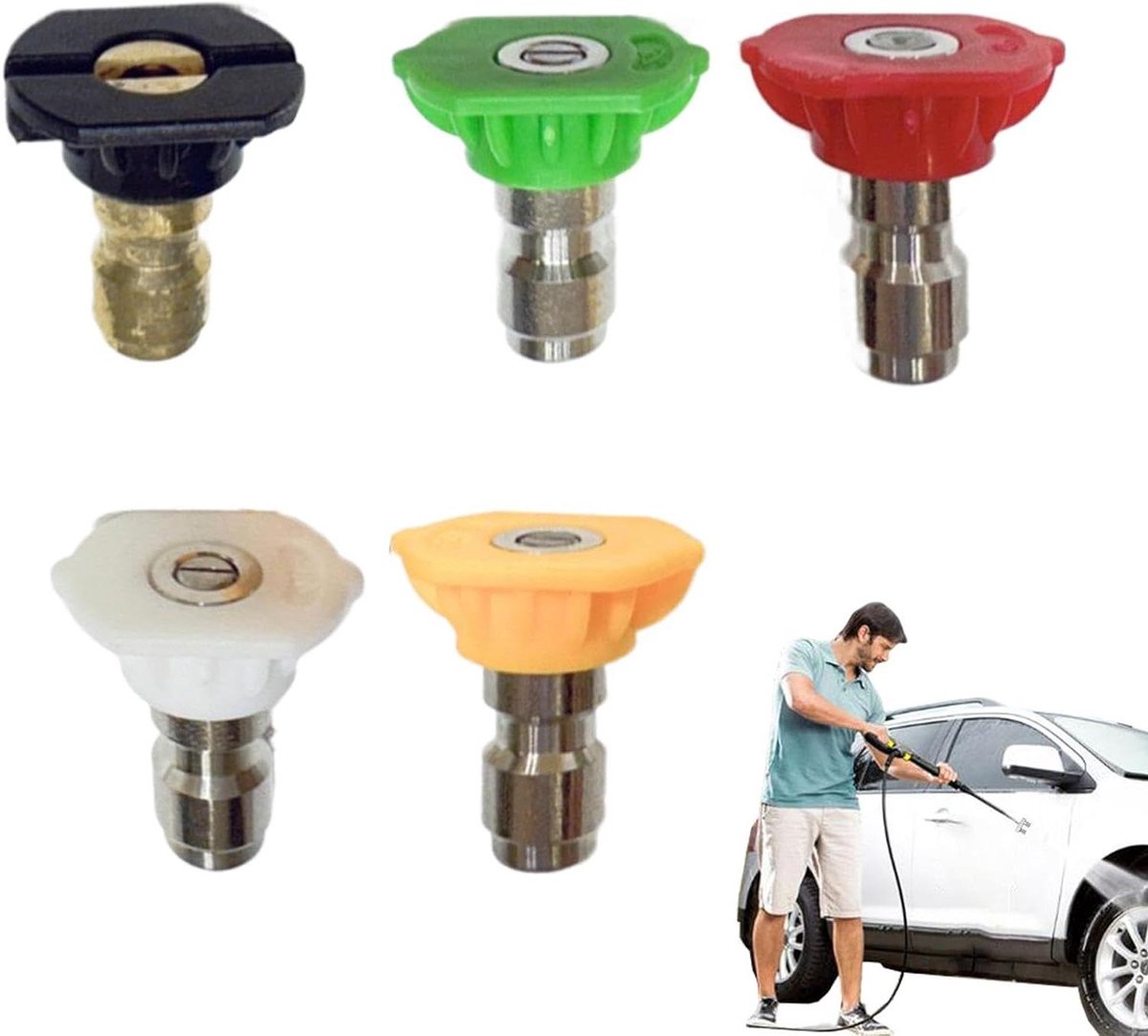 Turbo Mondstuk - Dubbel Mondstuk Hogedrukreiniger - Efficiënt Reinigen - 2-in-1 Sproeikop - 1/4 inch - Zilver