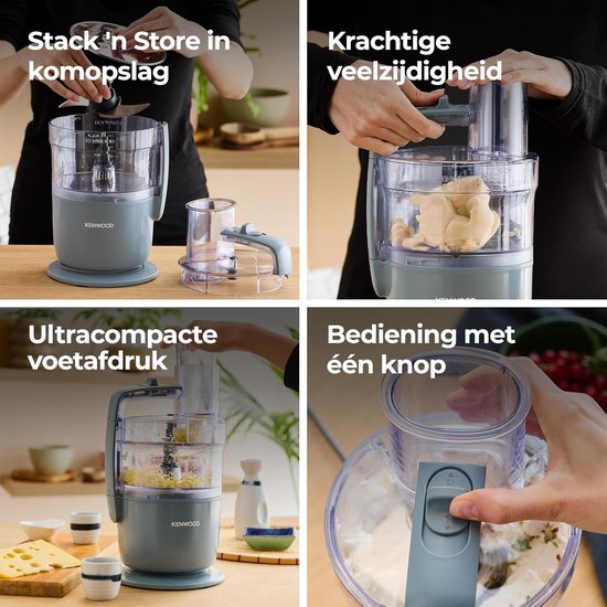 Compacte Keukenmachine - Alles in één - Maaltijden Bereiden - Direct op bord snijden - 1.3 Liter Kom - Zilver — afbeelding 3