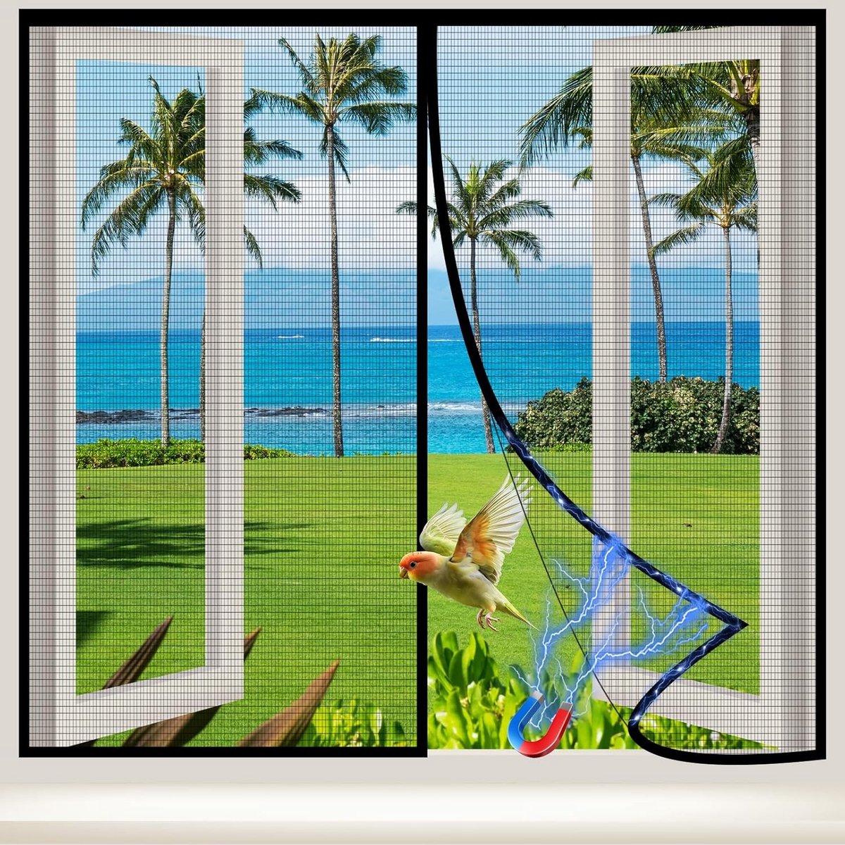 Magnetisch vliegenraam 110 x 110 cm - Vliegenhor van glasvezel, zelfsluitend, zonder boren, stil en effectief tegen muggen en insecten
