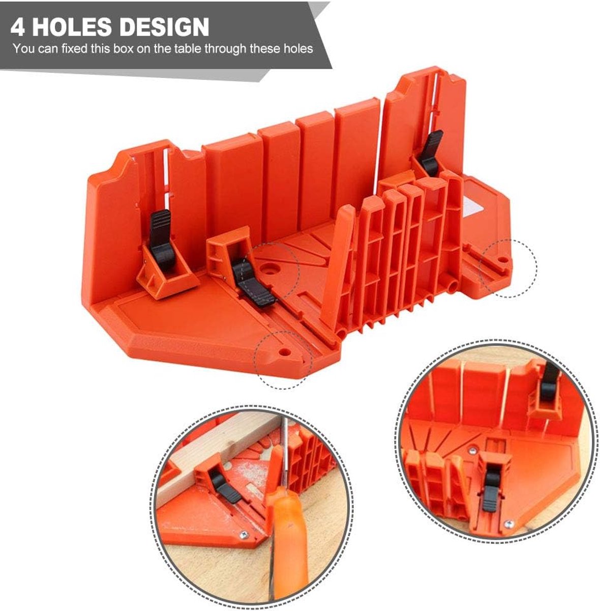 SnelShoppen - Plastic verstekbak, uitschuifbare verstekbak, verstekzaag snijbox voor handzaag, ABS kunststof, multi-hoek snijden, 0° 22.5° 45° 90°