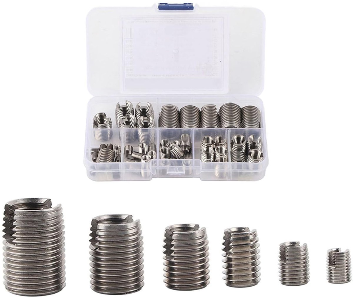 SnelShoppen - 50Pcs RVS Inwendige Draad Zelftapper Inserts Set M3-M12 - Duurzaam en Corrosiebestendig Reparatiehulpmiddel voor Draadversterking