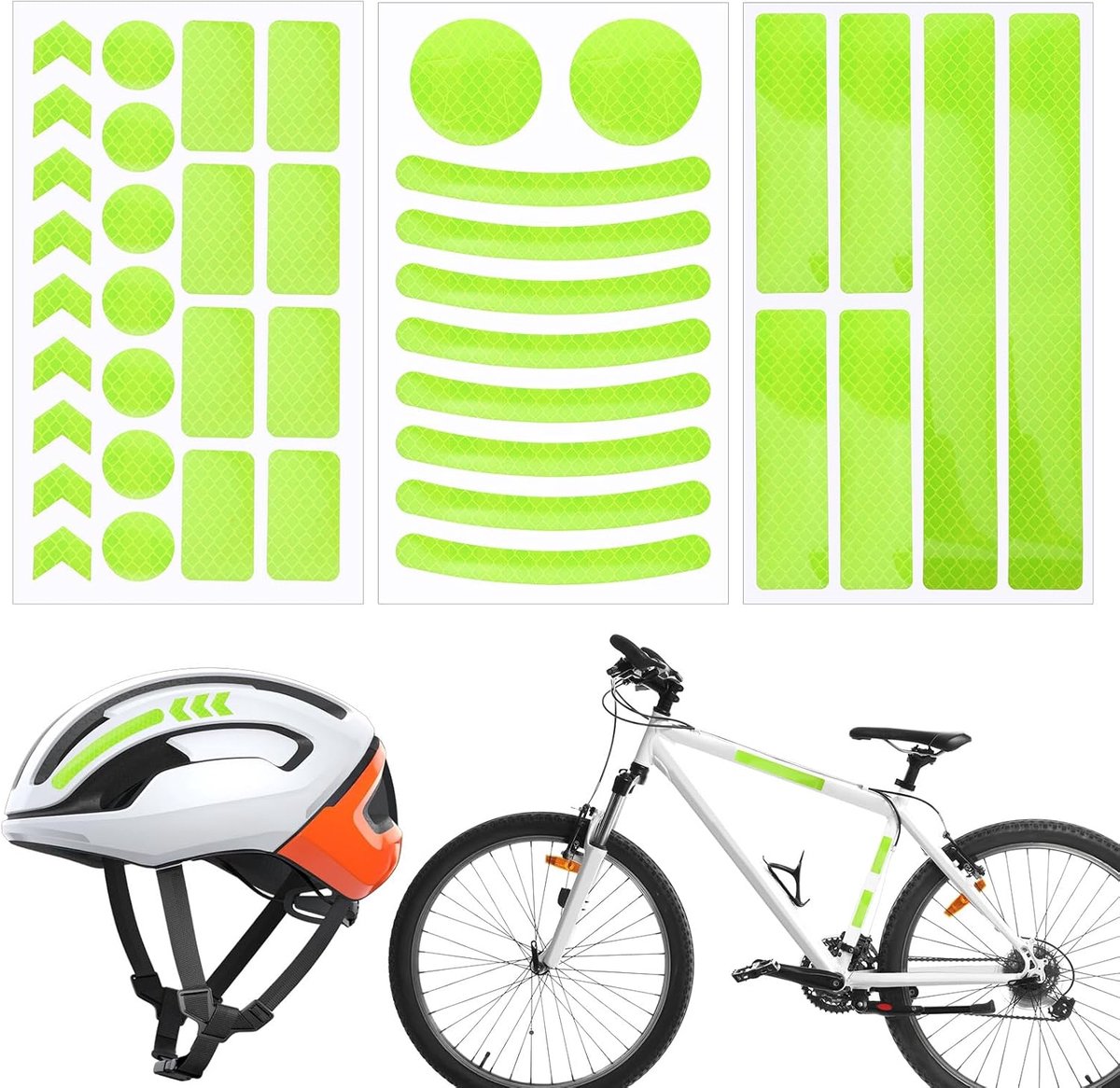 SnelShoppen - 62 Stuks Fiets Reflector Stickers, Zelfklevende PVC Reflectoren, Waterdicht en Weerbestendig, Voor Fietsen, Motoren, Rugzakken en Helmen