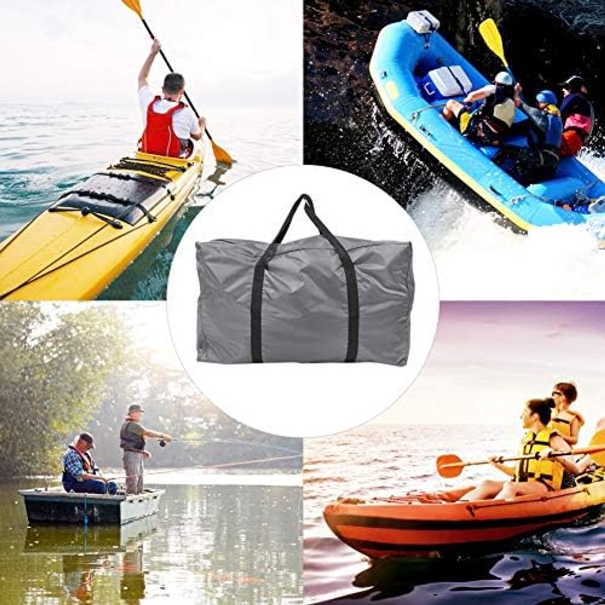 SnelShoppen - Grote Capaciteit Opblaasbare Boot Kano Opslagtas Draagtas Organizer Grijs, Voor Kayaks, Rubberboten en Vissersboten
