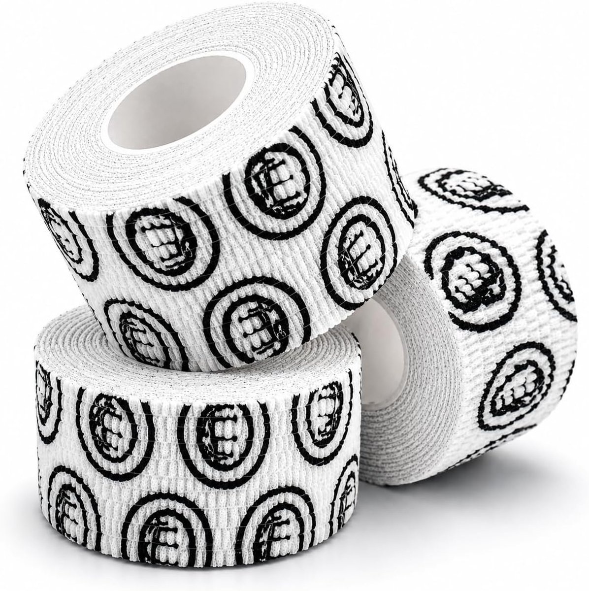 SnelShoppen - Set van 3 Gewichtheffer Straps - Sticky Comfortabele Stretch Sportband voor Krachttraining en Crossfit - Wit, 3x60m