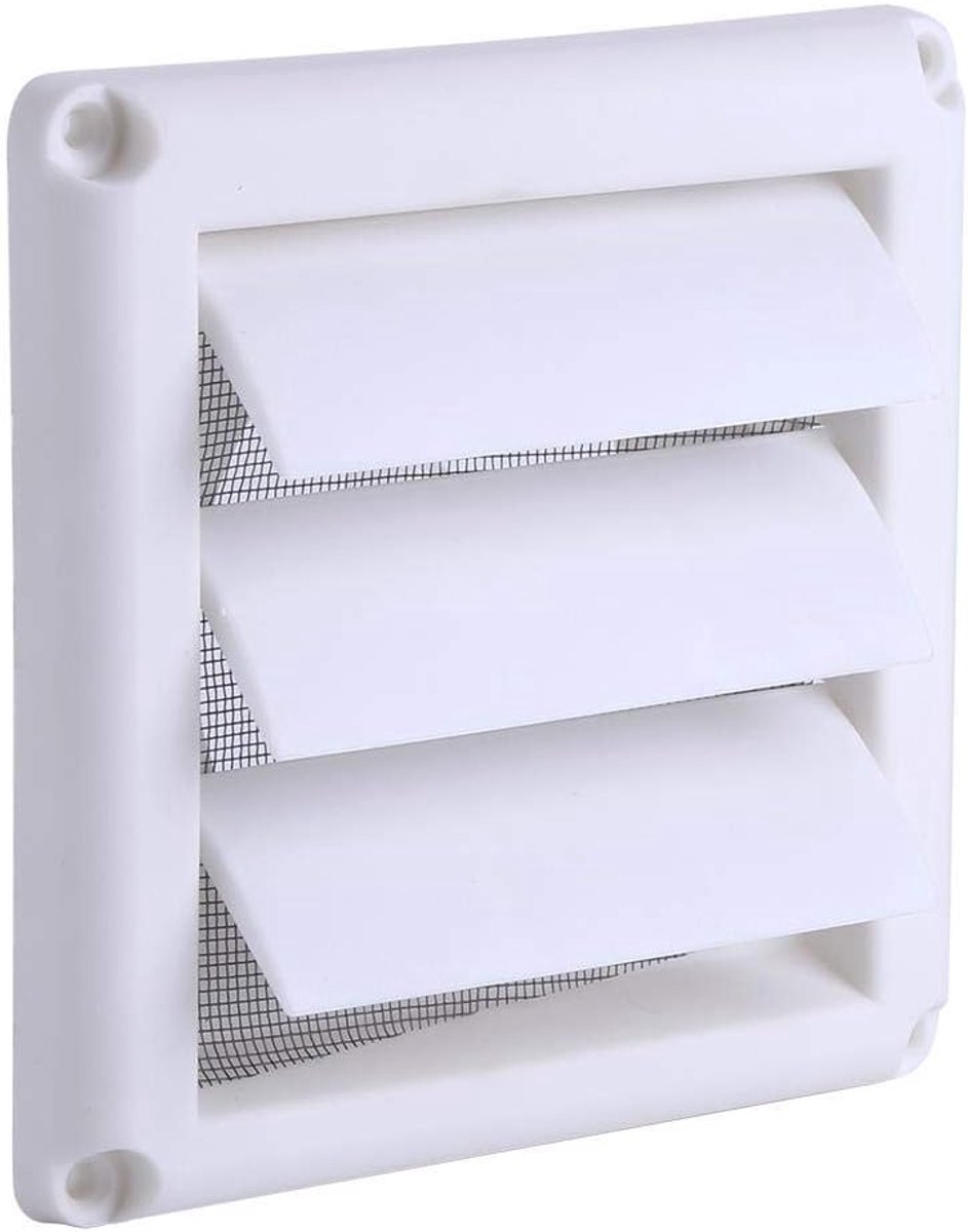 SnelShoppen - Plastic Ventilatie Rooster met 3 Kleppen en Muggennet Bescherming - Duct Ventilatie Rooster 15 x 15 cm voor Binnen en Buiten, Geschikt v