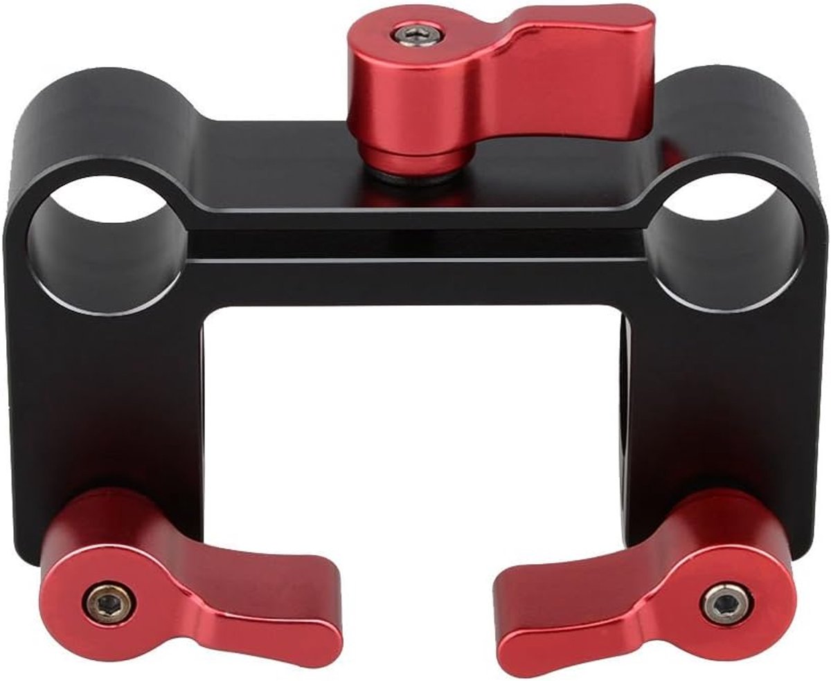 SnelShoppen - 15mm Rod Offset Railblock 90 Graden DSLR Steun Set - Aluminium Legering, 4 Bevestigingsgaten, 3 Verstelbare Knoppen, Professionele Video