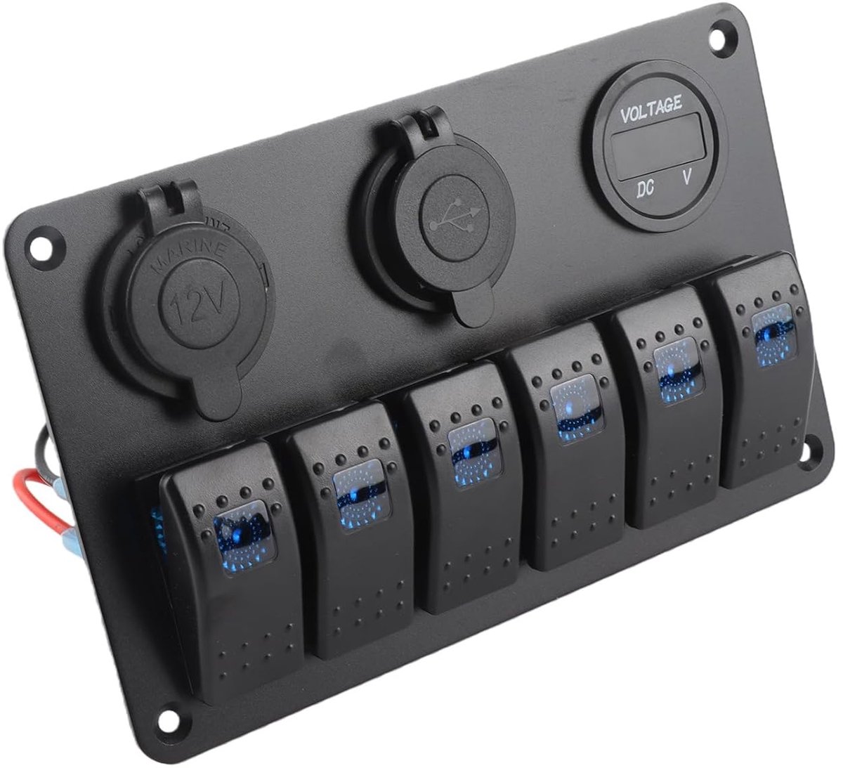 SnelShoppen - Waterproof Toggle Switch 6-Snelheden, Dual USB Oplaadpoort, LED Voltmeter, 12V/24V Aan/Uit Schakelaar voor Auto, Boot, Caravan, Voertuig