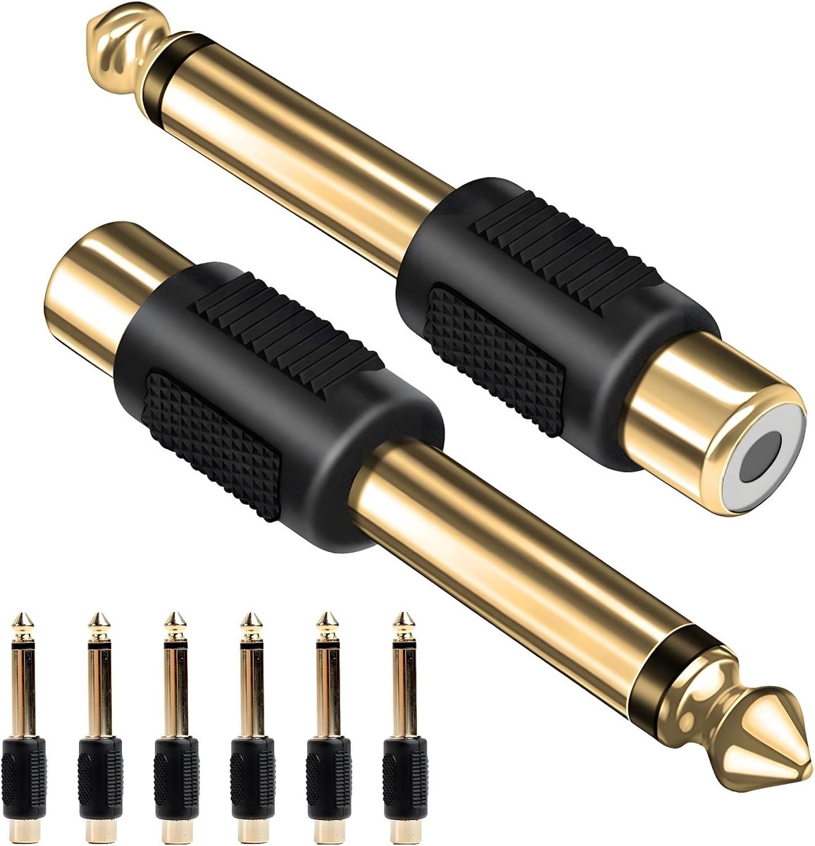 8pcs RCA to Jack 6.35mm Adapter, High Quality Jack to RCA Adapter, Gold Plated Mono for Clear Signal Transmission - ShopVlot