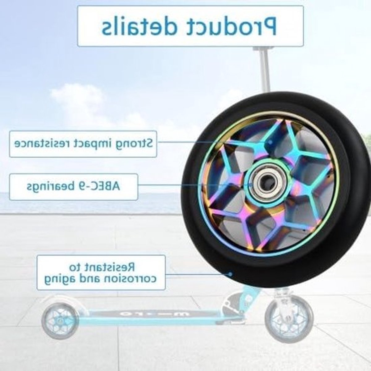 Vervangende Scooterraderen 110mm met ABEC 9 Lagers, Geschikt voor Kick- en Stuntscooters - Set van 2 (Blauw)