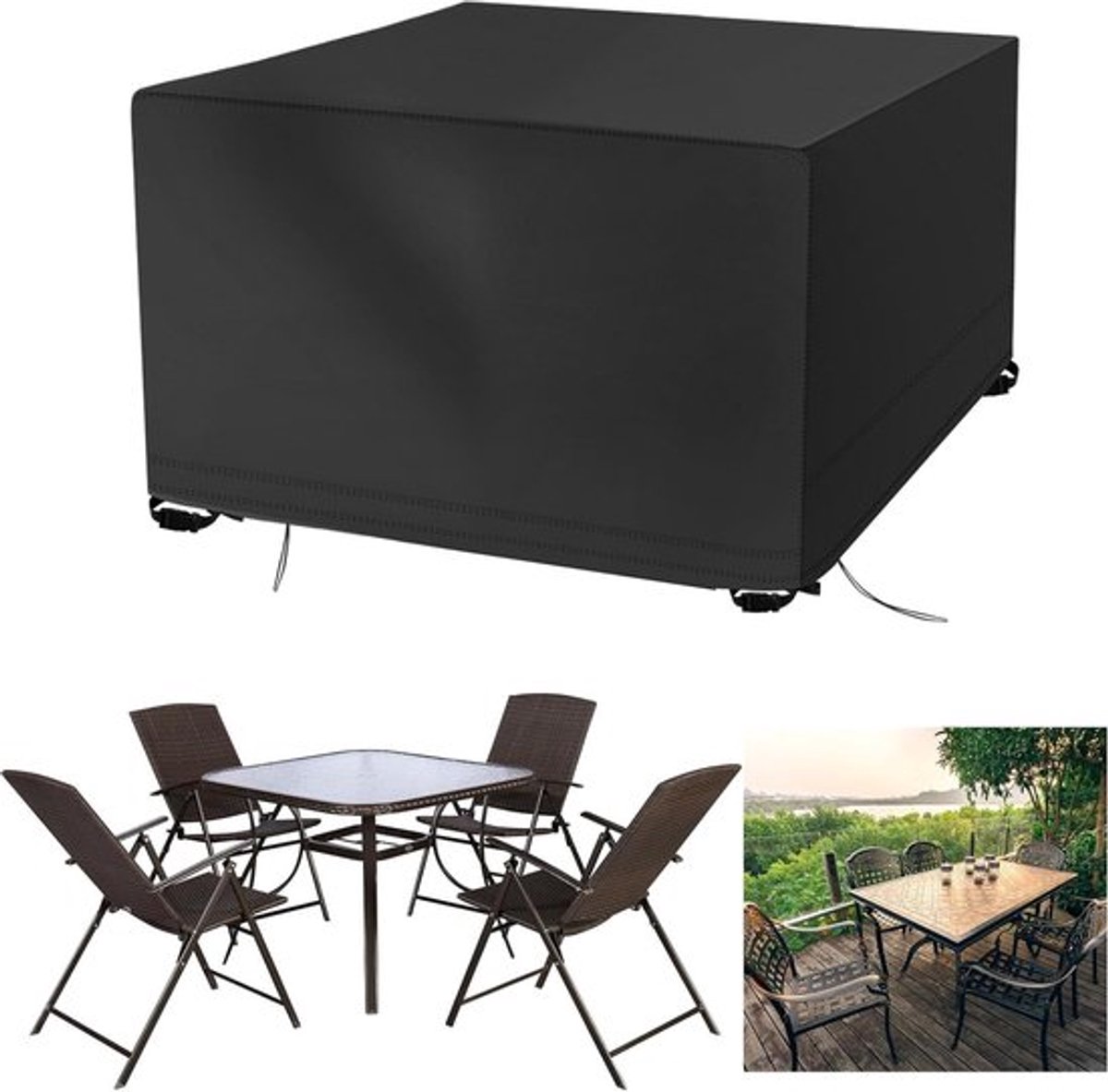 Tuinmeubelhoes 125 x 125 x 74 cm - Sterke 420D Oxford Stof, Bescherming voor Rattan Cube Set en Tuinset, Waterdicht en UV-Bestendig