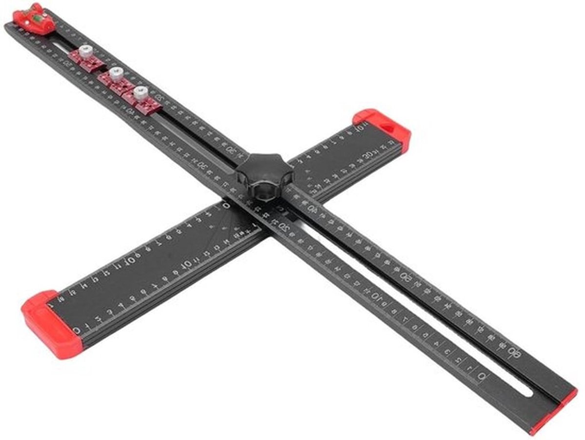 Verstelbare 4 in 1 Boor Positionering Liniaal van 60 cm met Multi-hoek T-vierkant en 3 Sliders voor Houtbewerking en Precisiewerk