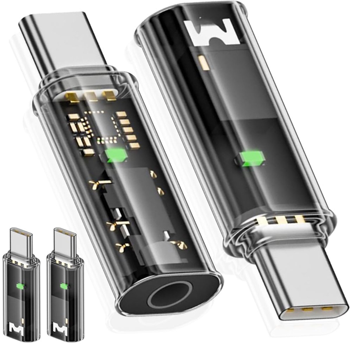 SnelShoppen - USB C naar 3.5mm Magnetische Audio Adapter, Type-C Mannelijk naar 3.5mm Vrouwelijk Hoofdtelefoon AUX Dongle Jack, 4 Stuks, Hi-Fi Geluids