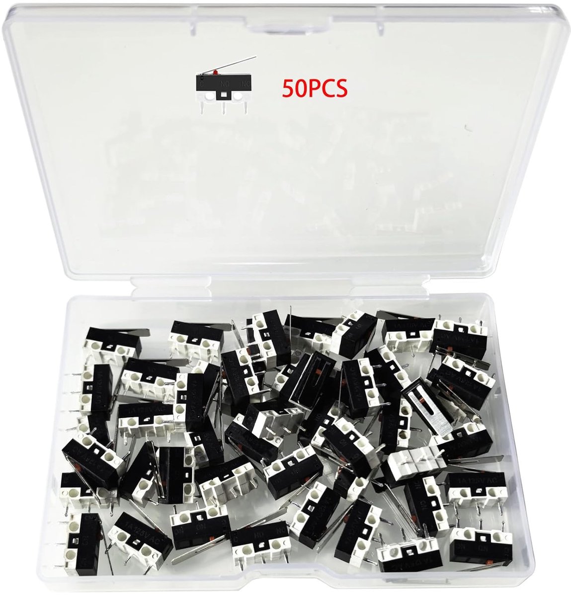 GTIWUNG 50pcs Mini Micro Switch, Mechanical Limit Switch, AC 1A 125V 3 Pin SPDT Border Micro Switch Long Hinge Lever - ShopVlot