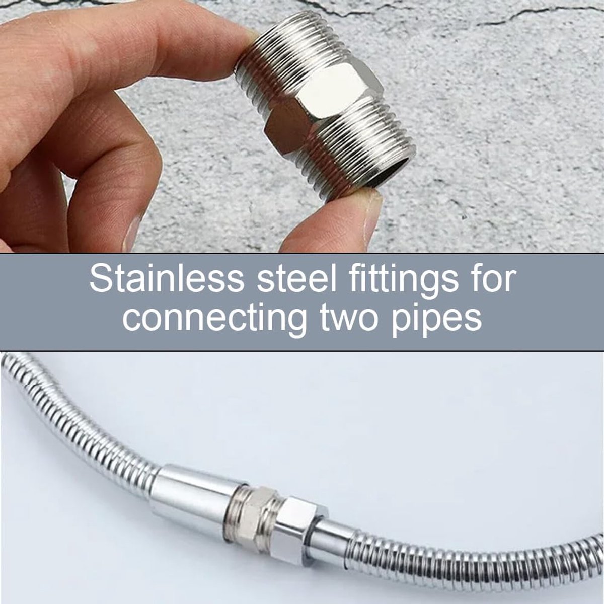 Stainless Steel Double Nipple 1/2 Inch,4pcs Shower Hose Adapter Connectors,Threaded Fitting Extension,Pipe Connection - ShopVlot