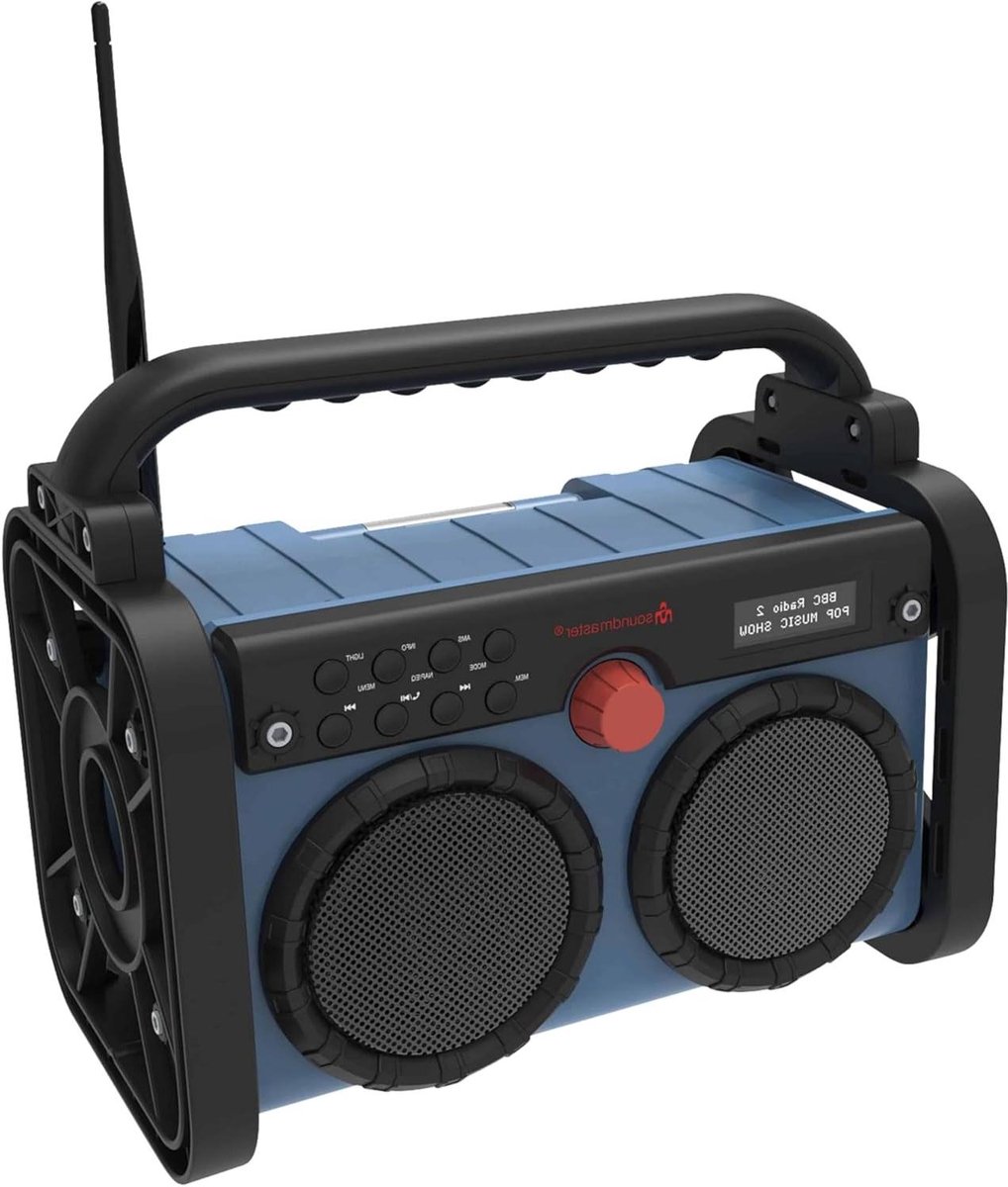 Bouwplaatsradio - Draagbare radio - Outdoor entertainment - IP44 spatwaterdicht - Tot 12 uur - Zwart