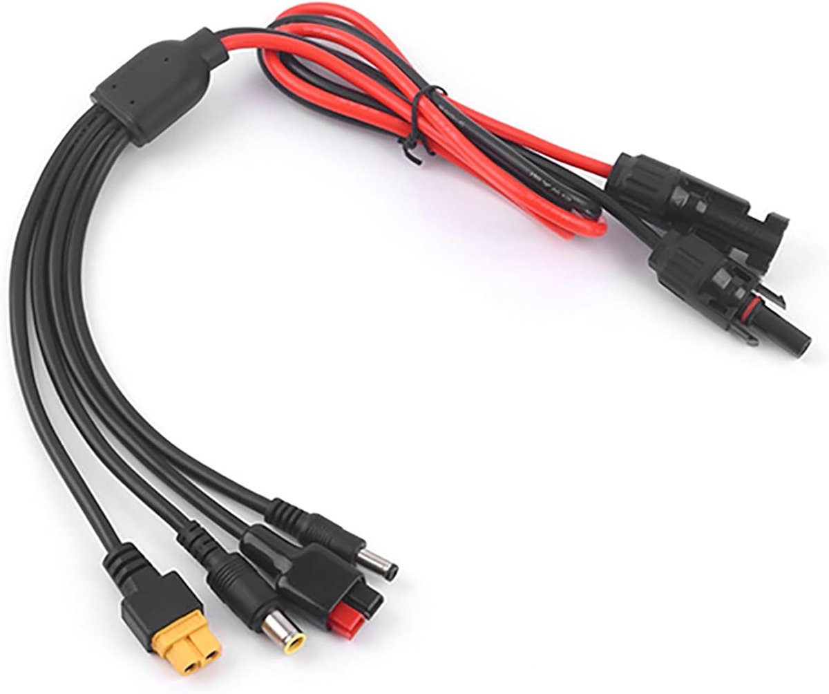 SnelShoppen - XT60 Zonnepaneel Verlengkabel 4-in-1 DC5521 7909 met XT60 Female Connector, 30A Stroomvoorziening, Hoogwaardige PVC, Perfect voor Zonne-