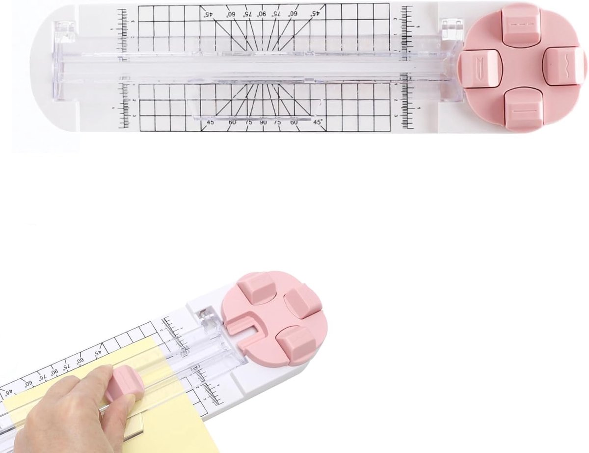 Papier snijmachine A4 4 in 1 - Handmatig - Roze - Perfect voor knutselprojecten - ShopVlot