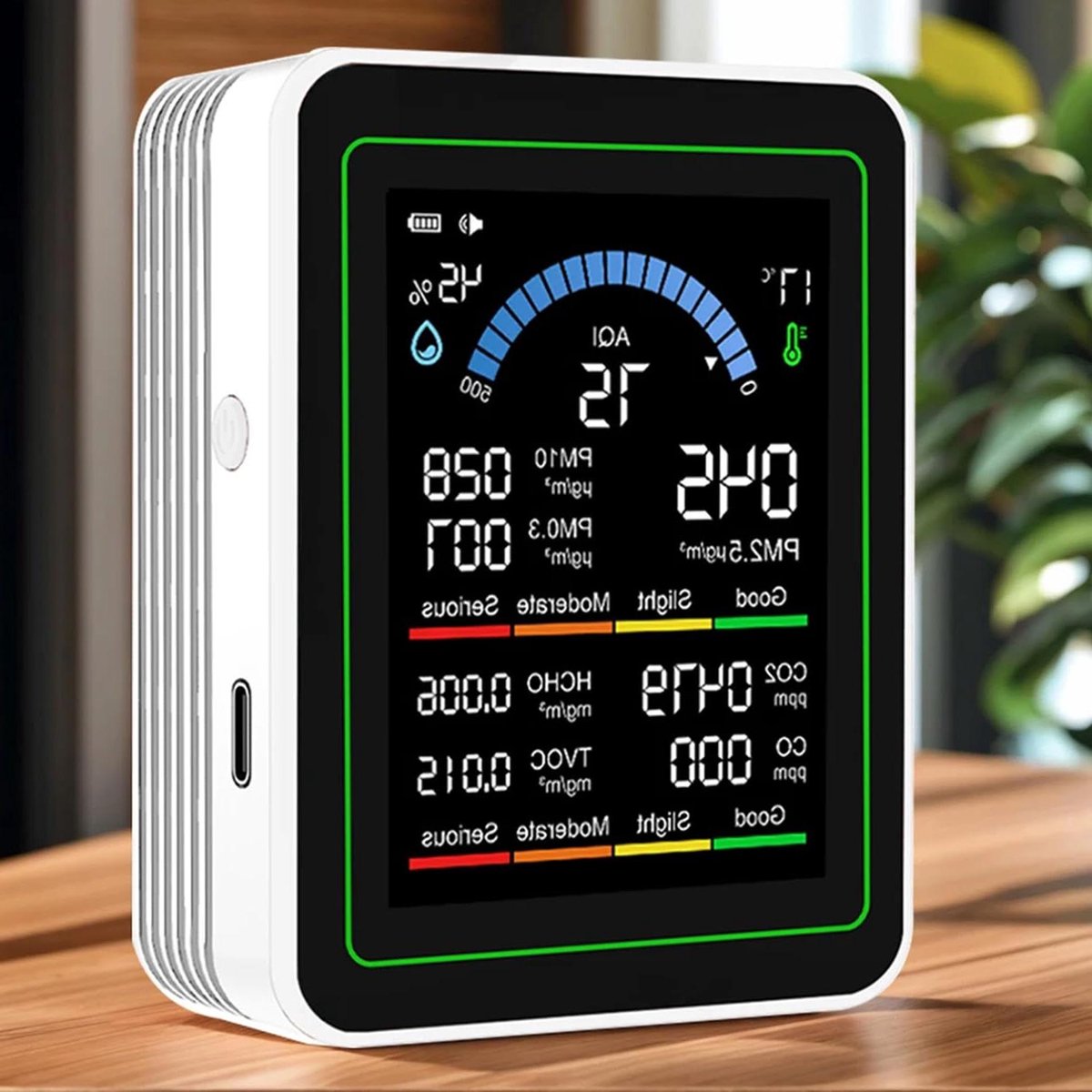 Luchtkwaliteit Monitor - Slimme Tester - Binnenklimaat Meten - 10-in-1 Meting - 2.8 inch Scherm - Wit