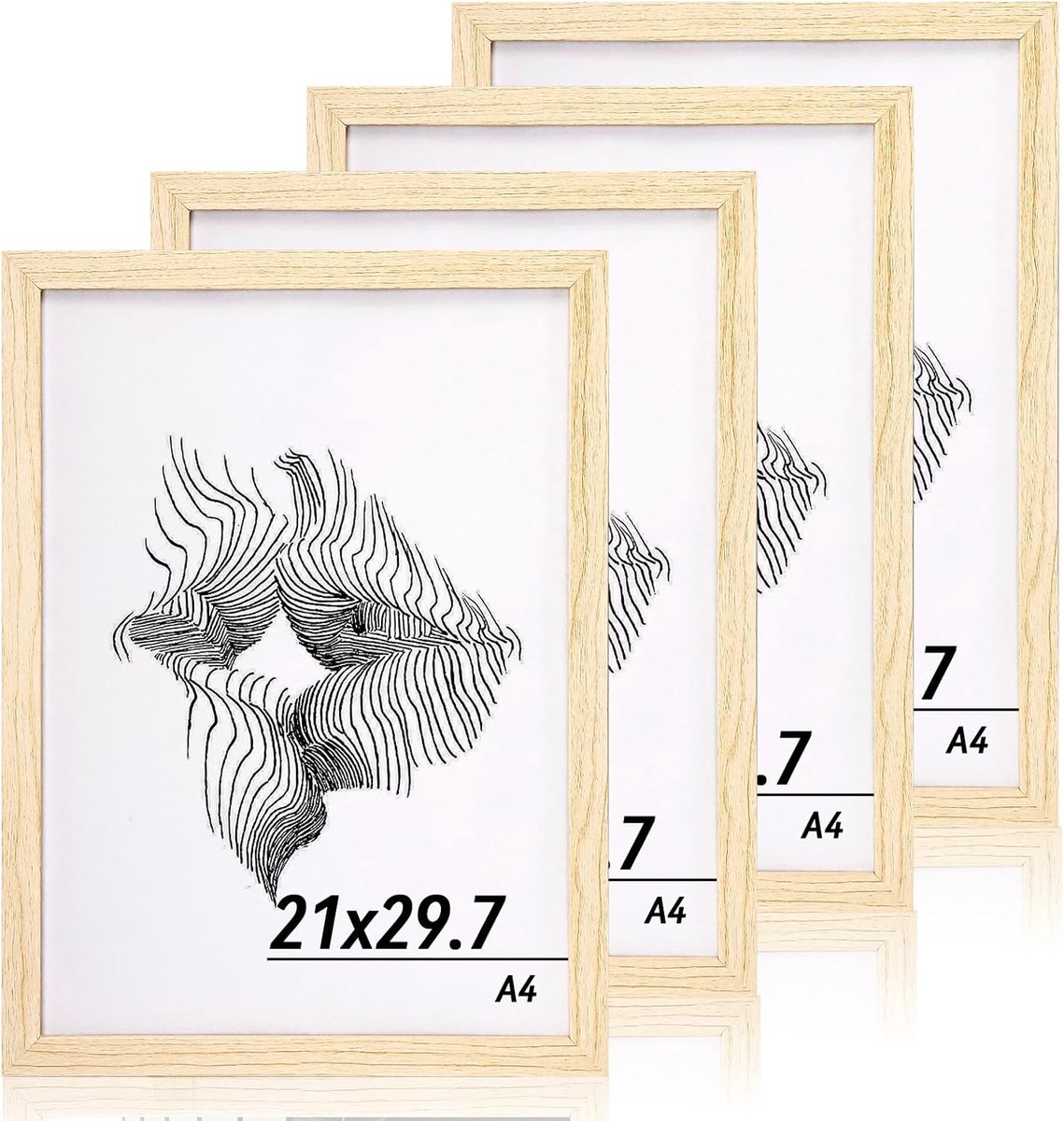 SnelShoppen - Houten A4 Fotolijsten met Schokbestendig Acrylglas, Muurbevestiging, Verticaal/Horizontaal, Voor Kunstwerken en Posters 21 x 29.7 cm
