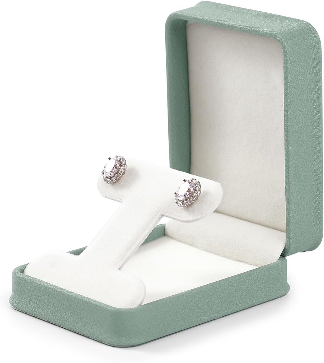 SnelShoppen - Luxe Oirlv PU Leren Oorbellen Doos voor het Opbergen van Oorbellen - Groen - Zacht Velours Interieur - Elegante Sieradenopberger voor Fe