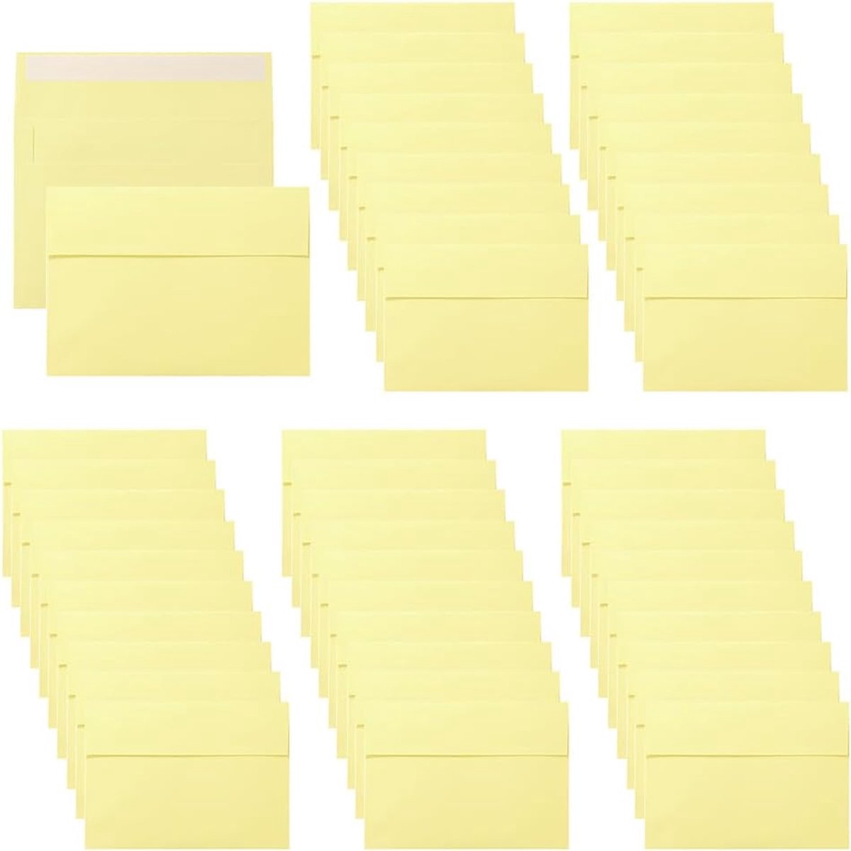 Zelfklevende Enveloppen 50 Stuks - Lichtgeel - Voor Kaarten en Uitnodigingen - Perfect voor Feestdagen - ShopVlot
