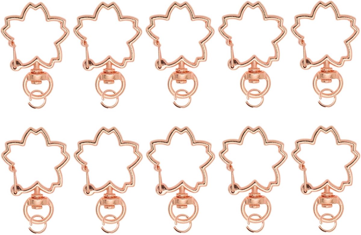 10 stuks bloemvormige sleutelhangers met bloemvormige karabijnhaak, karabijnhaak met schroefsluiting, voor - ShopVlot