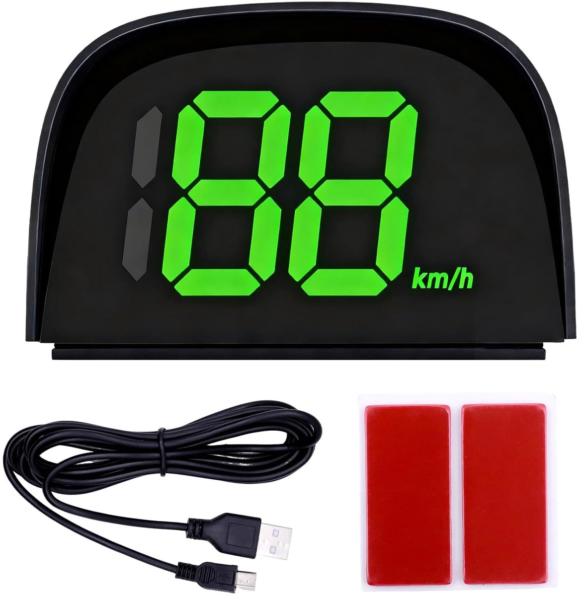 SnelShoppen - Digitale GPS Snelheidsmeter voor Auto, HUD Display, Accuraat voor Auto, Motor, E-Scooter, LED Groot Scherm, Plug & Play met Zonnevisier