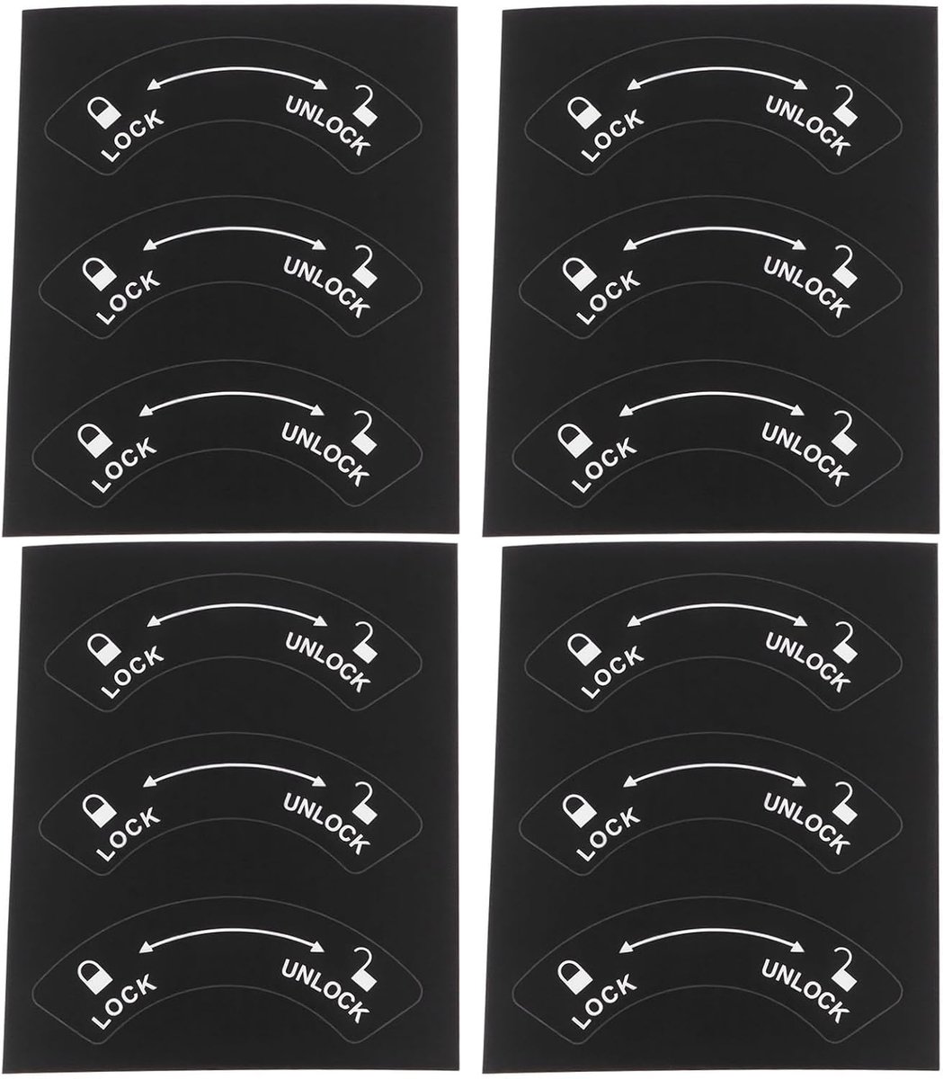 SnelShoppen - 12 Stuks Deur Lock Unlock Stickers - 8x3cm - Links / Rechts - Duurzaam Vinyl - Ideaal voor Kantoor, Hotel, Winkel, School en Publieke To
