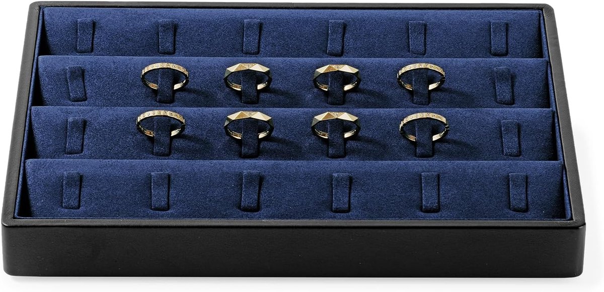 SnelShoppen - Sieradendienblad voor Ringen, PU-leer Ringdienblad met 24 Roosters, Organizer voor Sieraden, Compact en Duurzaam, Ideaal voor Thuis of o