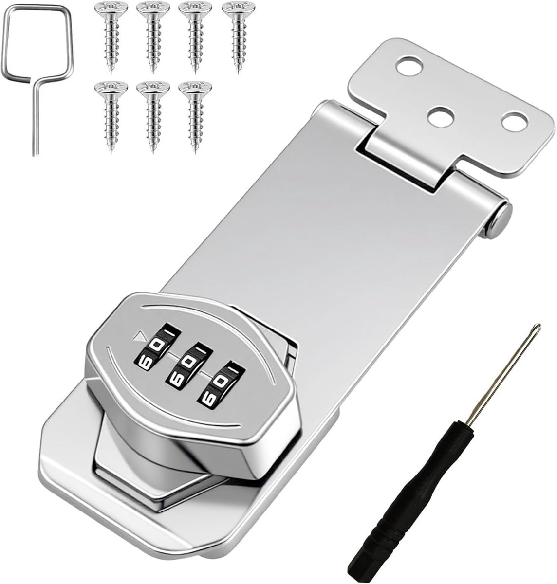 SnelShoppen - Keyless Combinatielock - 3-cijferige Code, Veiligheidsslot, Antidiefstal, Voor Kasten, Lades, Bestanden, Garage, Schuurdeur, 10,5 cm, Zi