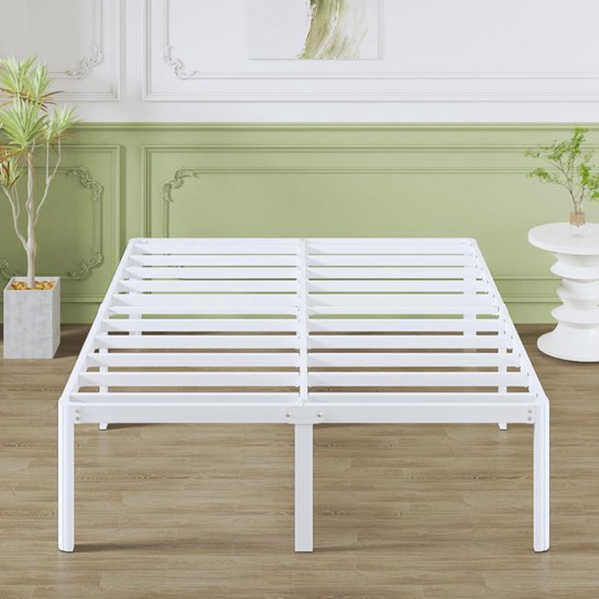 Bedframe 160 x 200 cm - Metalen constructie - Hoogte 46 cm - Stabiele lattenbodem - Antislip voetdesign - Eenvoudige montage - Tweepersoonsbed