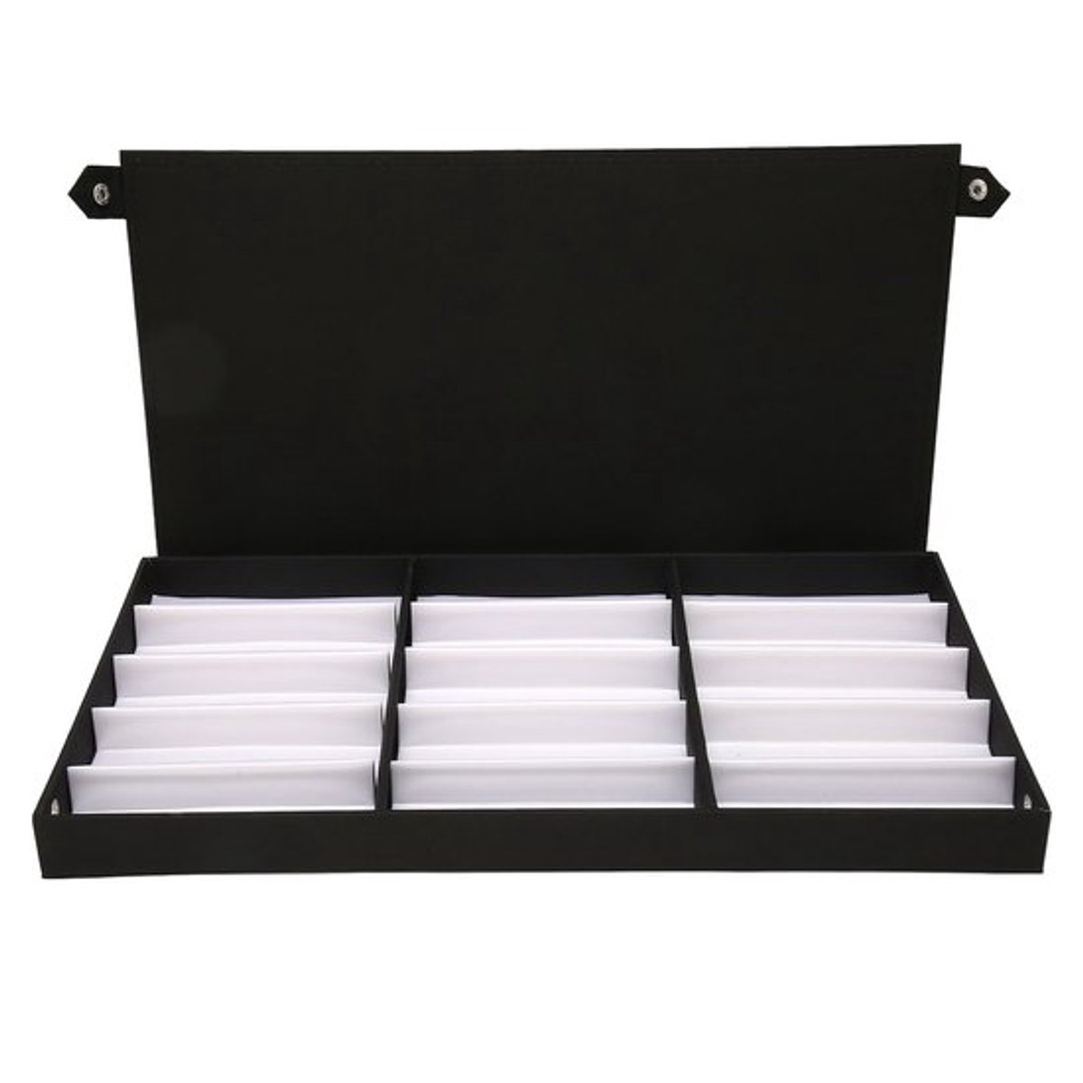 Zonnebril Organizer 15 Compartimenten - Multifunctionele Brillendoos - Stevig PU Leer - Duurzaam - Geld-terug-garantie - Elegante Witte Voering - Brillenhouder